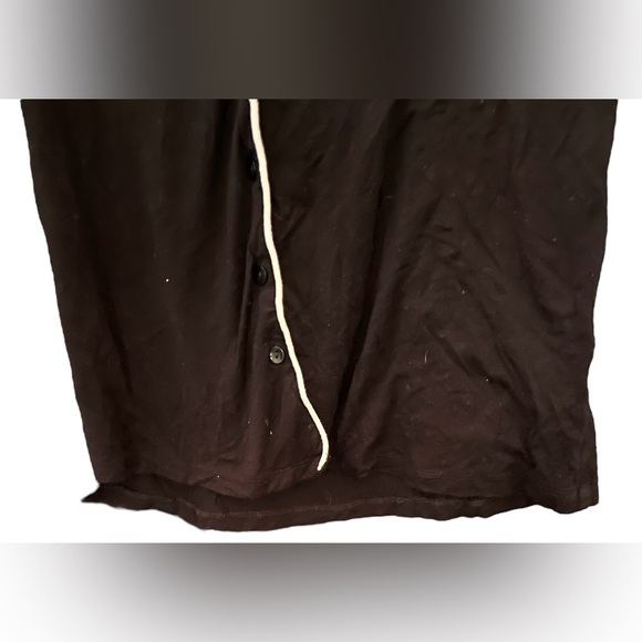 Cynthia Rowley Black and White Pajama Button Down Shirt with Piping Medium - Picture 6 of 7